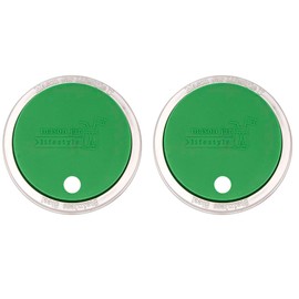 2 Pack, Leaf Green, Wide Mouth Silicone Straw Hole Tumbler and Fermentation Lids with Stainless Steel Bands by Mason Jar Lifestyle