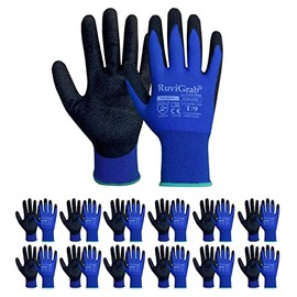 Ruvigrab Ecosandy/9/12 Pair Unisex Adult Work Glove, Blue/Black, Size 9-12 Pairs