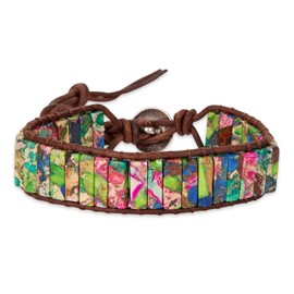 SPUNKYsoul Boho Handmade Wrap Leather Tube Crystal Stone Bracelet for Women (Colorful Imperial Jasper)