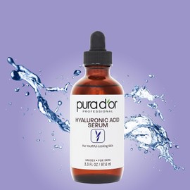 Purador 3.3 oz Hyaluronic Acid Serum for deep hydration - anti-aging plumping and moisturizing formula for soft, plump skin Natural skincare boost fine lines and wrinkles / 깊은 수분 공급을 위한 푸라 도르 3.3 온즈 히알루론산 세럼 - 부드럽고 탄력 있는 피부를 안티에이징 플럼핑 및 보습 포뮬러 천연 스킨케어 부스트 잔주름 주름 개선제