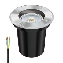 ledscom.de BOLI Recessed Floor Light for Outdoor Use Stainless Steel Round IP67 108 mm Diameter Including LED Lamp (Warm White, 5.4 W, 510 lm, 45°)