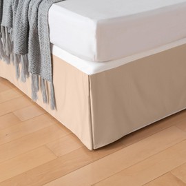 King Bed Skirt, Grid Plaid Soft Quadruple Pleated Ruffle Bed Skirt, Tailored Dust Ruffle 14 Inch Drop Easy Fit, Machine Washable (Beige)