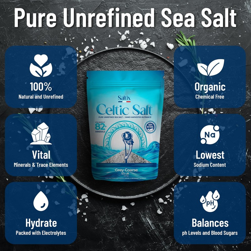Saltix Celtic Sea Salt Grey Coarse 1/2lb | 100% Natural