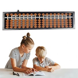OHYER 13 Digits Soroban Abacus Plastic Arithmetic Soroban Primary School Abacus for Arithmetic and Counting with Reset Button Calculation Tool for Mathematical for Office (Black Brown, 17)