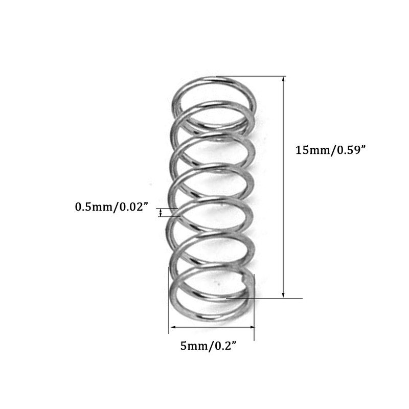 TOP-VIGOR 10Pcs Compression Spring, 5mm OD,0.5mm Wire Size,15mm Free Length