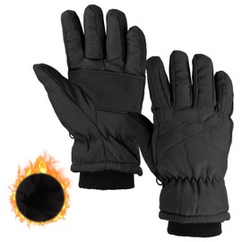 Mayoii Winter Waterproof Kids Ski Gloves, Fleece Lined Thermal Snow Mittens Cold Weather Warm Windproof Glove for 4-14 Years Old Boys Girls Children Snowboard Skating Outdoor Activities (Black-S)