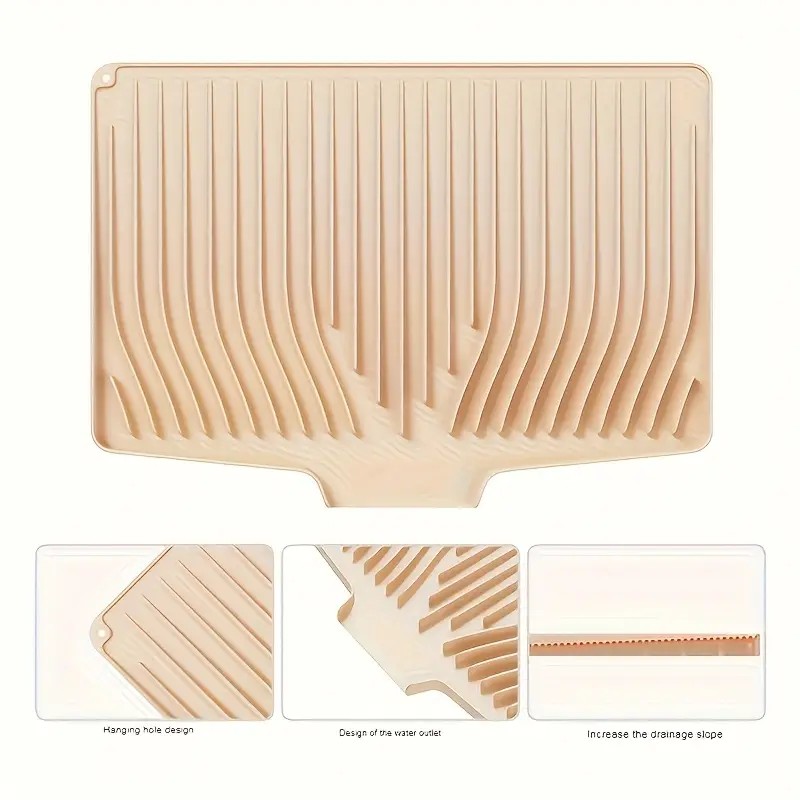 HomeCraft Silicone Dish Drying Mat Large – Durable Space-Saving Construction,