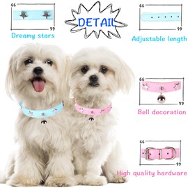 Dog Collar with Bell and Star Studs,Dog Necklace for Cat Puppy Small Medium Large Dog Collar Pet Collar Adjustable Length