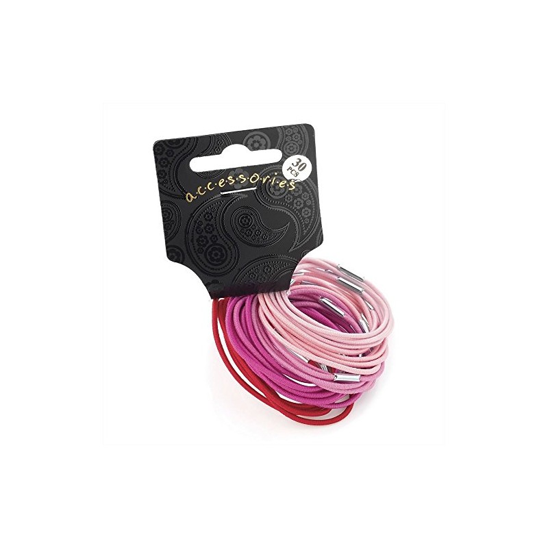 Set of 30 Pink Tones Thin Hair Elastics Bobbles Hair