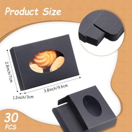 Spakon 30 Pcs Soap Boxes for Homemade Soaps 3.8 x 2.8 x 1.2 Inch Rectangle Soap Boxes with Window Small Gift Wrapping Box for Soaps Packaging Bakery Cookies Candy Party Favor Supplies(Black)
