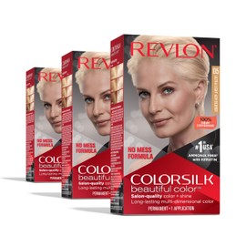 Revlon Permanent Hair Color, Permanent Blonde Hair Dye, Colorsilk with 100% Gray Coverage, Ammonia-Free, Keratin and Amino Acids, Blonde Shades (Pack of 3)