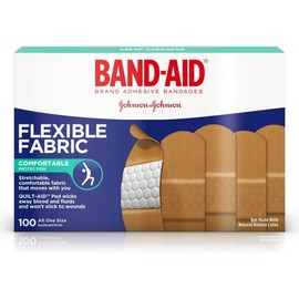 BAND-AID Flexible Fabric All One Size Adhesive Bandages 100 Each (Pack of 8)