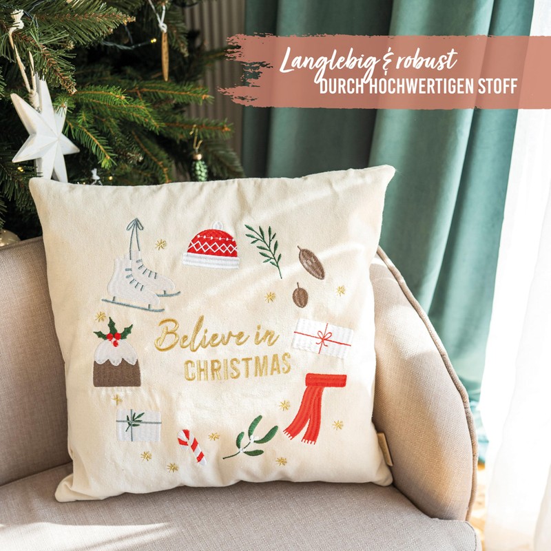 Papierdrachen Christmas Cushion Covers with the Saying Believe in Christmas