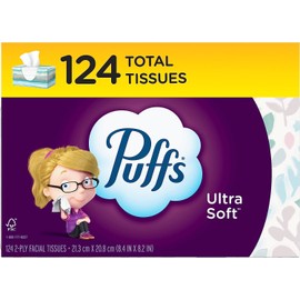 Puffs Ultra Soft Facial Tissues, 1 Family Size Box, 124 Facial Tissues Per Box