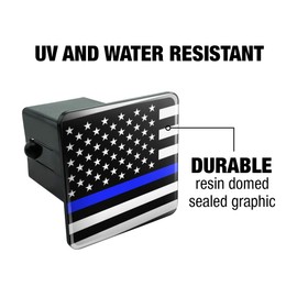 GRAPHICS & MORE Thin Blue Line American Flag Tow Trailer Hitch Cover Plug Insert 2"