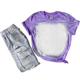 T Shirt Blanks Sublimation Bleached T-Shirt for Women Top Bulk Graphic Tees Comfy Trendy Purple