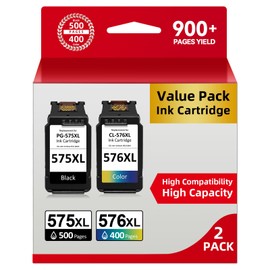 ECOINKO PG-575XL & CL-576XL Cartridges - Print 900+ Pages, Compatible with Original Canon Printer Cartridges 575 576, 575 XL 576 XL for Canon Pixma TS3550i TS3750i TS3751i TR4755i TR4756i