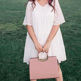 Womens Handbag Top Handle Shoulder Bag Tote Satchel Purse Work Bag with Matching Wallet (1-Pink) Large