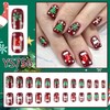 Christmas Press on Nails Medium Square Fake Nails with Snowflake