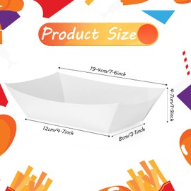 Handepo 300 Pieces Food Trays Bulk Disposable Paper Food Boats Hot Dog Serving Trays White Nacho Trays for Popcorn Taco Snack Fast Food Carnivals Festivals Party Favors Supplies Decorations（2LB）