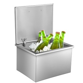 Drop in Ice Chest, 20''L x 16''W x 13''H Stainless Steel Commercial Ice Bin with Hinged Cover, Outdoor Kitchen Ice Bar for Drinks