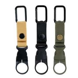 Green-Black-Khaki Plastic Bottle Holder, Drink Holder with Carabiner (Removable), Belt Hold, For Outdoor Activities, Mountain Climbing, Camping, Hiking, Mountain Climbing, Hydration, Easy to Put On