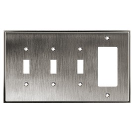 Henne Bery Soft Modern Decorative Wall Plate Switch Plate Outlet Cover (Triple Toggle/Single Decorator, Heirloom Silver)