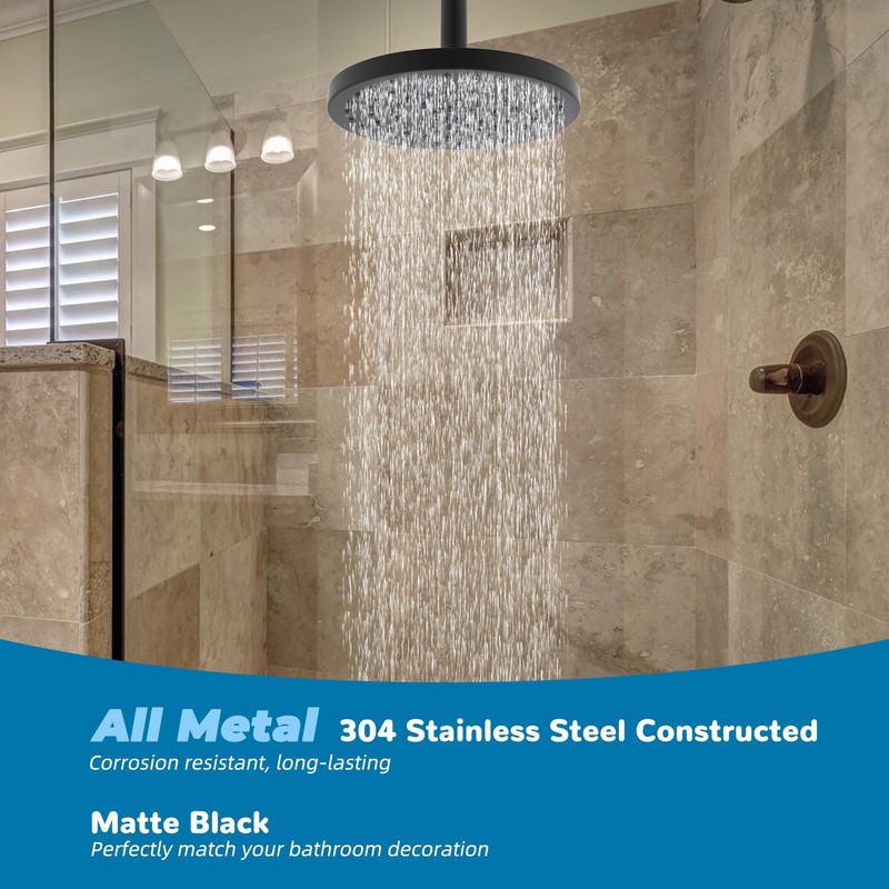 Hibbent All Metal Ceiling Mounted Shower Arm, 6 Inch Shower