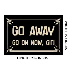 Humorous Rubber Welcome Mat for Entryway - 23.6x15.7 Inch Non-Slip Funny Doormat with 'Go Away ' Message - Indoor/Outdoor Use