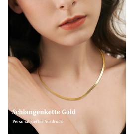 FEITENGU Women's Necklace, Stainless Steel Chain in 18K Gold, 925 Silver, Rose Gold, Waterproof and Adjustable Length, Fashionable Jewellery Gifts for Women, Gold