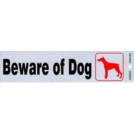 Hillman 839830 Beware of Dog Self Adhesive Sign, Nickel, Black and Red Mylar, 2x8 Inches 1-Sign