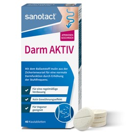 sanotact Gut Aktiv • 40 Fibre Chewable Tablets • Natural Fibre & Inulin from Chicory Root • For Intestinal Cleansing & Normal Intestinal Function