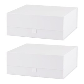 PLINJOY 2 Pcs White Gift Box Large 13.5x11.8x4.7 Inches, White Gift Boxes for Presents with Magnetic Closure Lid, Luxury Gift Box Rectangle Collapsible Boxes for Gift Packaging