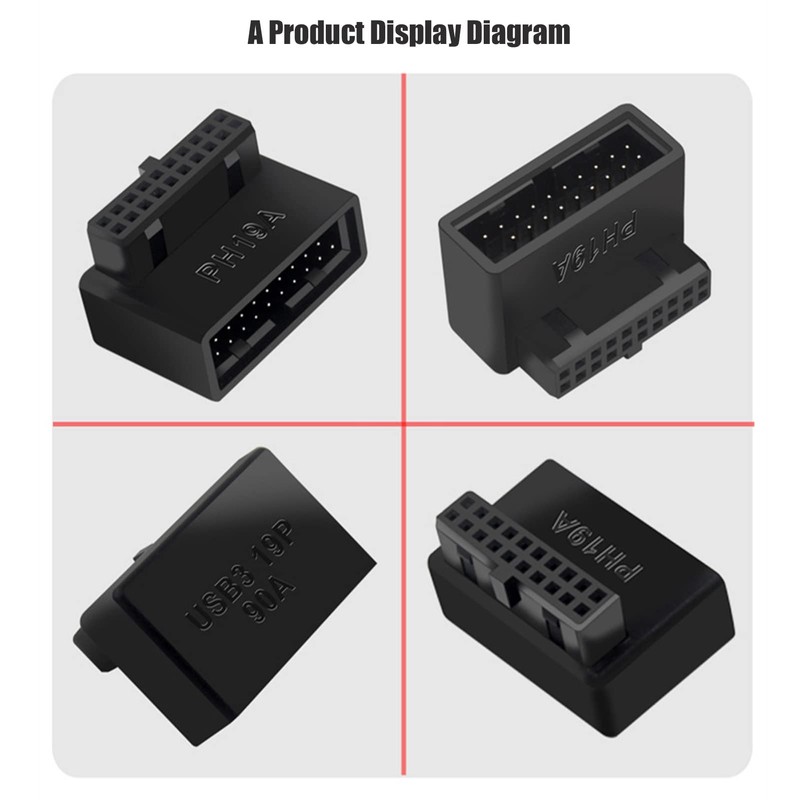 Plyisty USB 3.0 19/20 Pin Adapter Socket 90 Degree Adapter