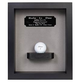 Hole-in-One Shadow Box with Ball Shelf~Includes Engraved Plate & Acrylic Cover~Three Color Options (Black/Gray)