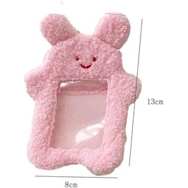 1Pc White Cute Cartoon Plush Photocard Holder with Keychain Pendant Kawaii Cat Card Sleeve Student Card and ID Cases Medium Size, Lightweight and Portable Women Card Cases