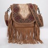 Montana West Genuine Hair-On Cowhide Tooled Fringe Crossbody Bag -