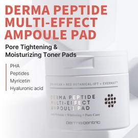 DERMACENTRIC Derma Peptide Multi-Effect Ampoule Cotton Pads | Vegan Pore Minimizer & Face Exfoliator Toner Pads | Hydrating & Firming Daily Cotton Pads for Face w/Ampoule Essence Toner (70 sheets)