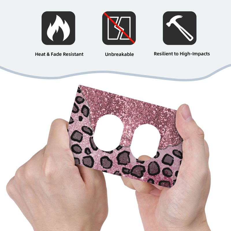 YIJIKJY Decorative Outlet Covers Pink Leopard Glitter Diamonds Texture 1