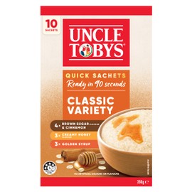 UNCLE TOBYS Oats Quick Sachets Classics Variety Pack, 10 Sachets