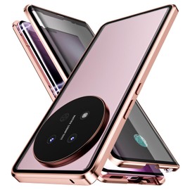 STARRYNOVA Privacy Case Compatible with Honor Magic 7 Lite, Front and Back Metal Magnetic Case, 360 Degree Protection with Anti-Peep Glass - Rose