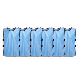 6Pcs Soccer Training Vest Bright Color Excellent Water Absorption Soccer Scrimmage Team Practice Vest for Adult Blue