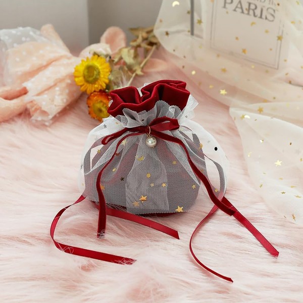 Drawstring Pouch Velvet Drawstring Bags Rabbit Ears Bag 2 Pack