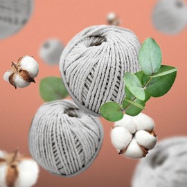 ANGIX 3 x Cotton String Roll, Twine String Ball for Art & Craft Projects, Gardening Applications, Culinary Tasks and Kitchen, White Natural Food Grade Cooking String