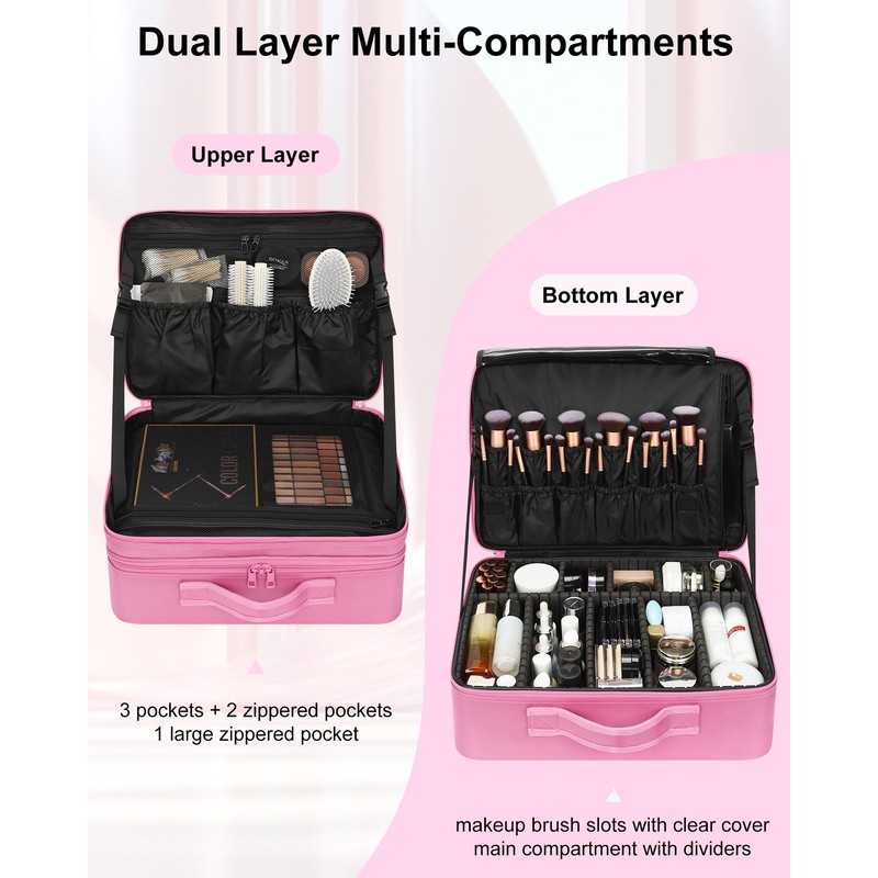 Relavel Extra Large Makeup Case Travel Train Case Professional Makeup
