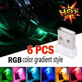 Unbranded   USB Atmosphere Light LED Mini Colorful Night Light Car Interior Lighting 6PC