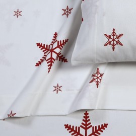 Tribeca Living 100% Cotton King Snowflakes Printed Pillowcase Set, Ultra-Soft Portuguese Flannel Bedding, Envelope Closure, 170-GSM Cozy Flannel, Two Pillowcases, Bianca Snowflakes