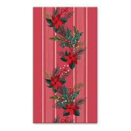Punch Studio Guest Towels for Entertaining, Winter Florals, Red Christmas Theme, Set of 16pcs, 4.4" x 7.75" Folded Rectangle (71812)