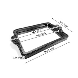 Vintage Black Tray with Mirror Glass Base | Card Holder for Guests During Occasions and Events or Decorative Home and Vanity Organizer