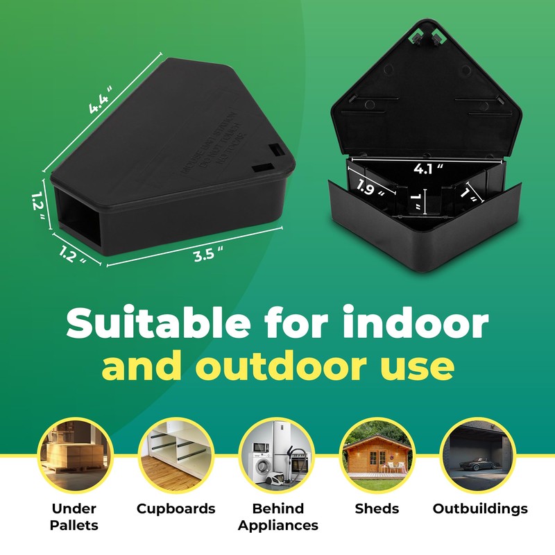 LockBait Pro Mouse Bait Stations | 12-Pack Mouse Bait Box